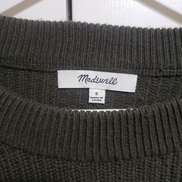 Madewell Patch Pocket Pullover Sweater in Olive Green Size Small - Picture 3 of 10